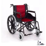 SILLA DE RUEDAS ESTÁNDAR MARCO NEGRO TAPIZ ROJO