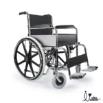 SILLA DE RUEDAS ESTÁNDAR CROMADO CON AROS DE PVC