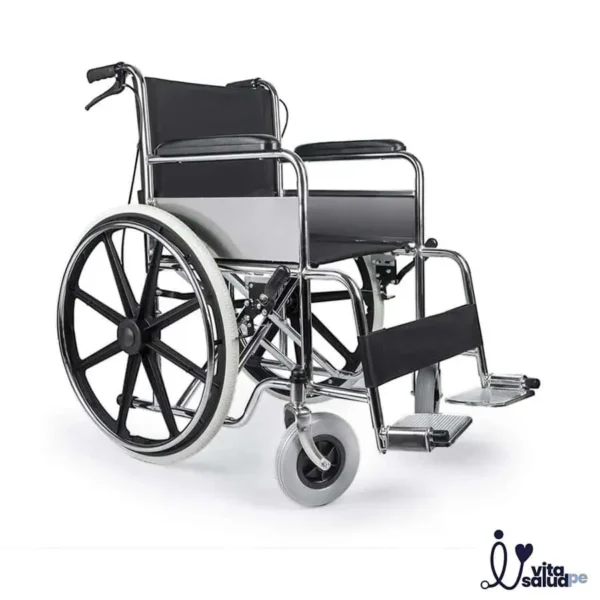 SILLA DE RUEDAS CON FRENOS STANDAR NEGRO LONA