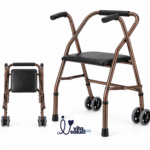 ANDADOR DE ALUMINIO CON ASIENTO Y RUEDAS COBRE