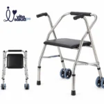 ANDADOR ALUMUNIO CON RUEDAS Y ASIENTO PLATA