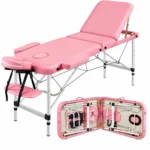 CAMILLA DE  ALUMINIO PORTATIL COLOR ROSADO 3 CUERPOS